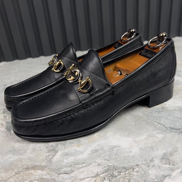 GUCCI Interlocking GG Logo Loafers Heels Black Leather 7.5 G or 8 US or 41.5 EUR main image 10